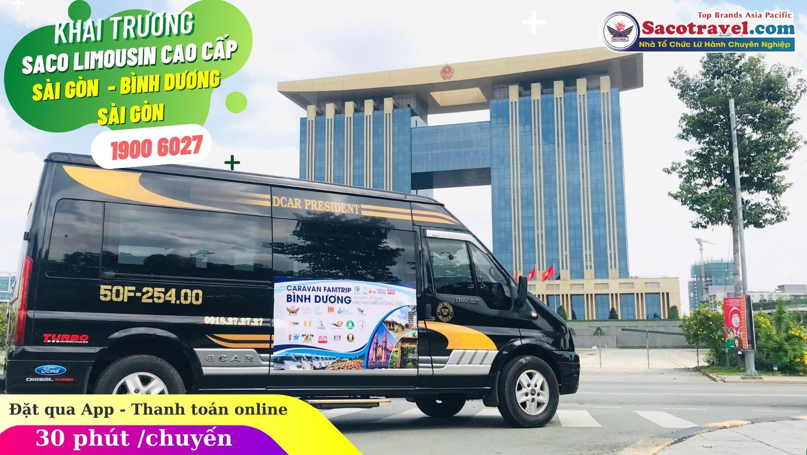 xe limousine tuyến xe đi bình dương saco travel