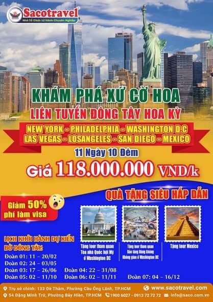 tour đông tây Mỹ